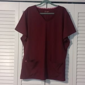 ❤ TWO Heartsoul Size 3x Wine Red Scrub Tops